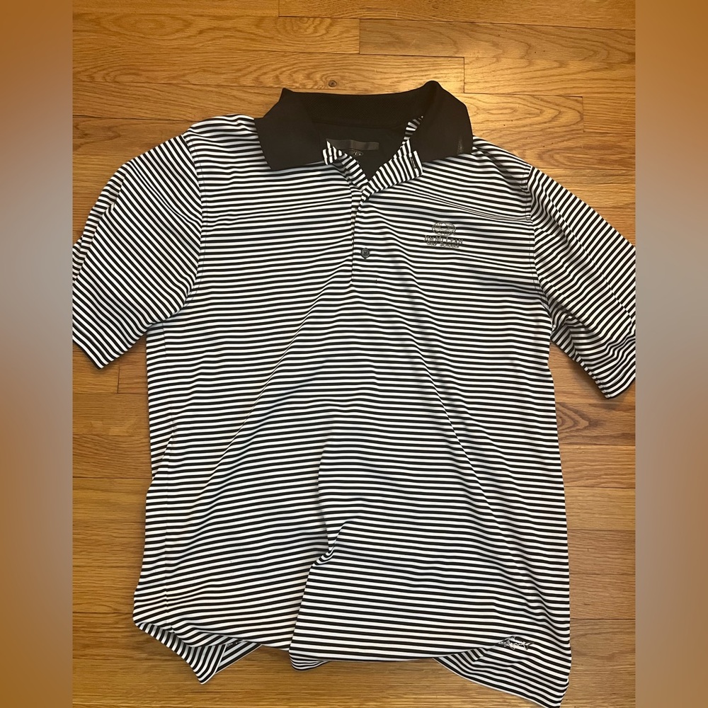 Jim McLean golf school striped polo